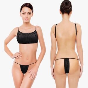 Disposable Bras and Panties, BLACK, BRAND NEW IN PLASTIC BAGS, NO TAGS.
